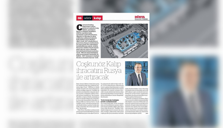 Coşkunöz Kalıp Makina will increase its mold exports with Russia